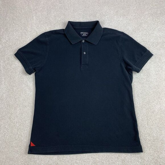 UNTUCKIT Polo Shirt Men's Size Medium Black Short Sleeve Cotton Collared Preppy - Picture 1 of 12